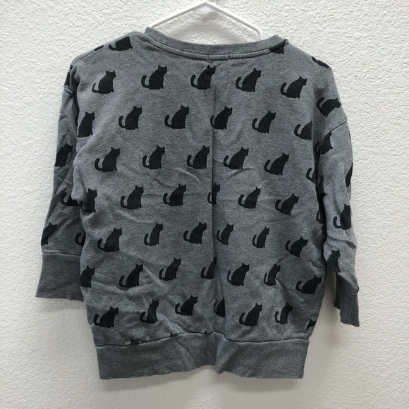 Forever 21 Sweatshirt Top Black Cat Pattern - Picture 5 of 6